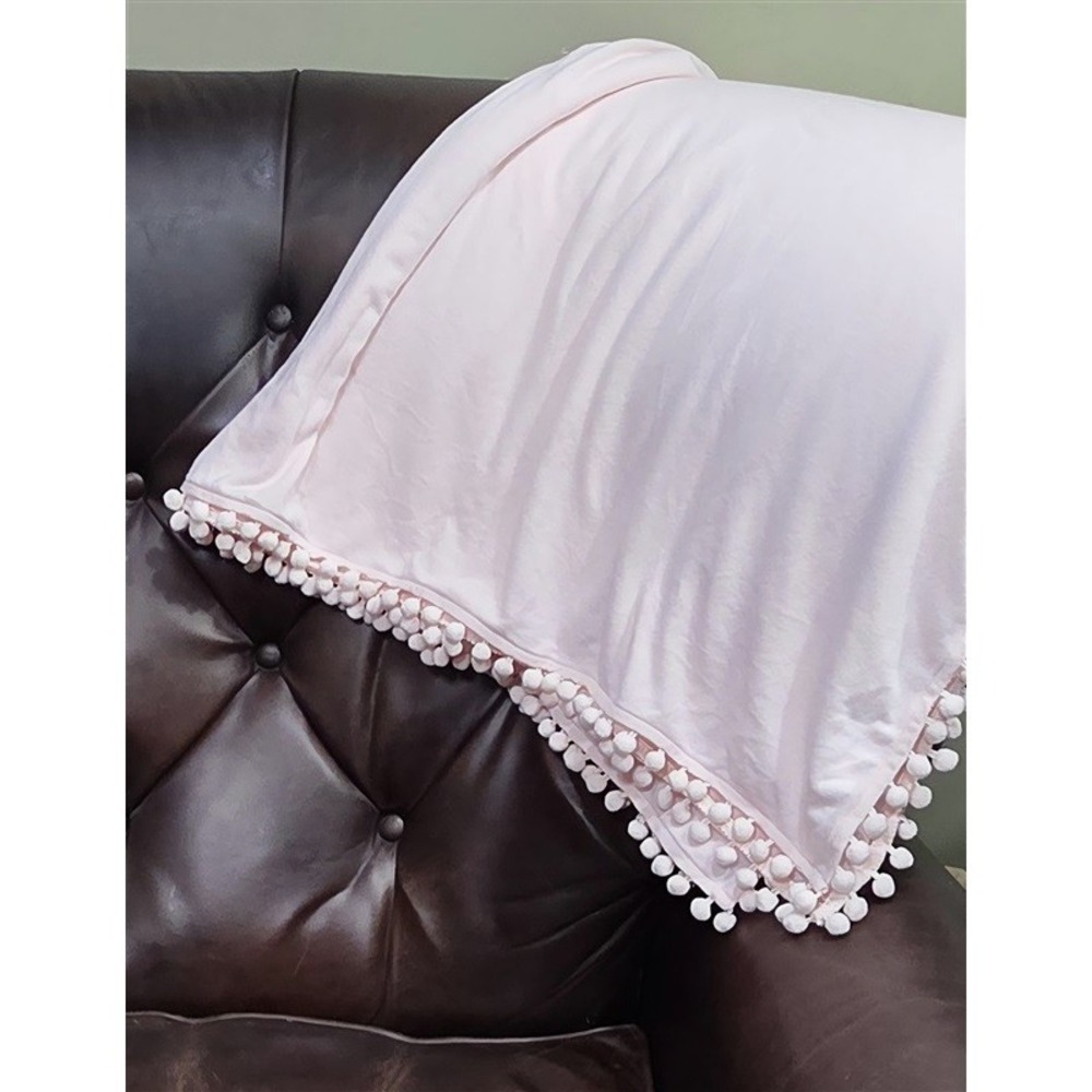 NWOTD Michael Stars 60" x 60" Pom Pom Trim Blanket Wrap Scarf Pink 129718